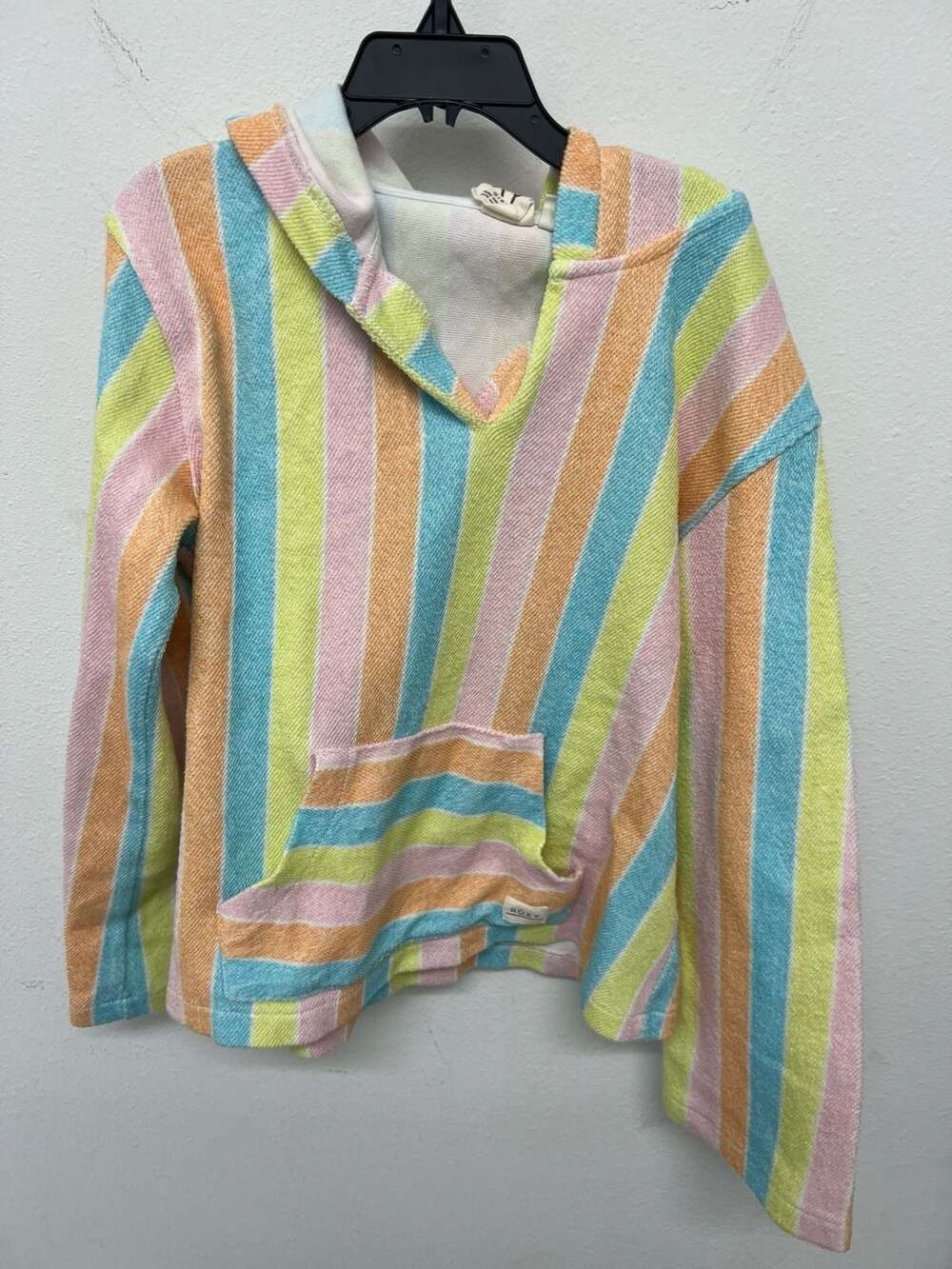 Roxy Girl Multicolor Striped Terry Cloth Hoodie Pullover Size 12
